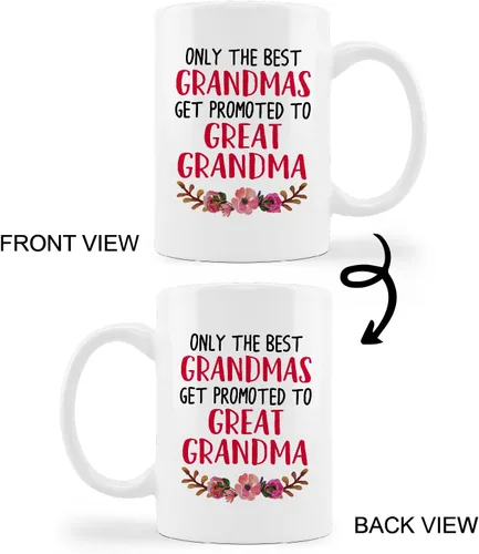 Vista 4 de Taza de cerámica con texto en inglés «Only The Best Grandmas Get Promoted to Great Grandma», taza de té con leche de 11 onzas, regalo de cumpleaños