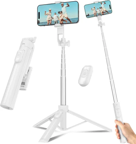 Vista 13 de Palo Selfie Trípode de Viaje para Teléfono Celular con Control Remoto y Soporte para Teléfono, Palo Selfie Extensible para iPhone, Trípode para Negro