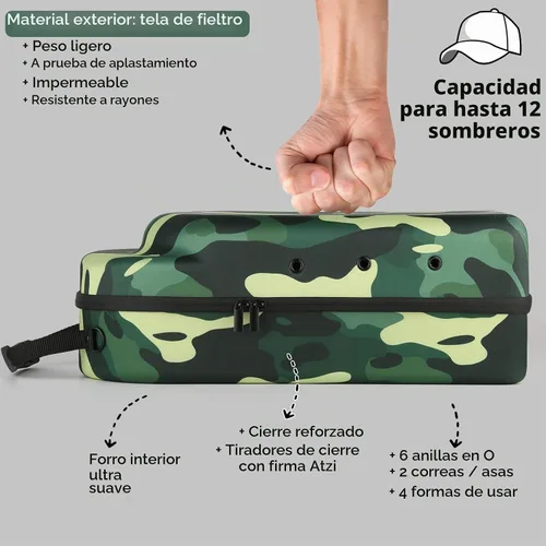 Vista 4 de GERMUN Funda rígida para gorra de béisbol, funda de viaje con correa ajustable para el hombro, funda para 12 gorras de béisbol, perfecta para viajes