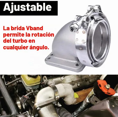 Vista 4 de SPELAB 3.0 "V-Band Cast Turbo Codo Downpipe Adaptador 304 Acero Inoxidable para T3 T4 Brida Turbocharge (2)