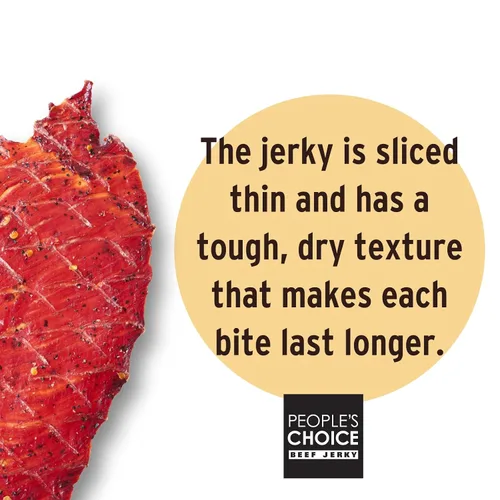 Vista 3 de People's Choice Beef Jerky – Losa Grande Caliente y Picante – Músculo Entero, Rebanadas Finas, Textura de Carne Seca en Losa – 9g de Proteína por