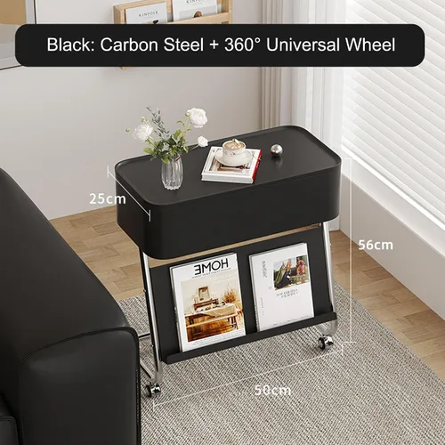 Vista 6 de Mesa Auxiliar Sofá Salon con Ruedas Mesa Para Cama Pequeña Mesita Portatil Bandeja Sofá Mesas en C para Espacios Pequeños Multifuncional para Sala