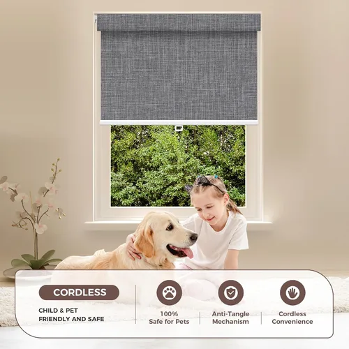 Vista 7 de Allesin zen Persianas enrollables opacas sin taladro, sin herramientas, para ventanas, aptas para inquilinos, protección UV, persianas extraíbles