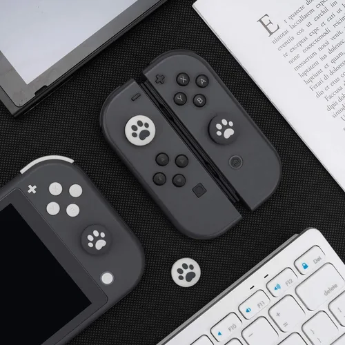 Vista 6 de Switch Joycon - Tapas de agarre para pulgar, funda de silicona con diseño de pata de gato para SwitchOLEDSwitch Lite, fundas de botón analógicas