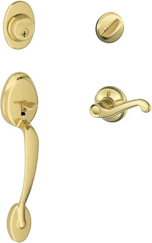 Vista 21 de SCHLAGE - Manija de cilindro único Plymouth y picaporte Flair para mano izquierda, bronce envejecido (F60 PLY 716 FLA LH)