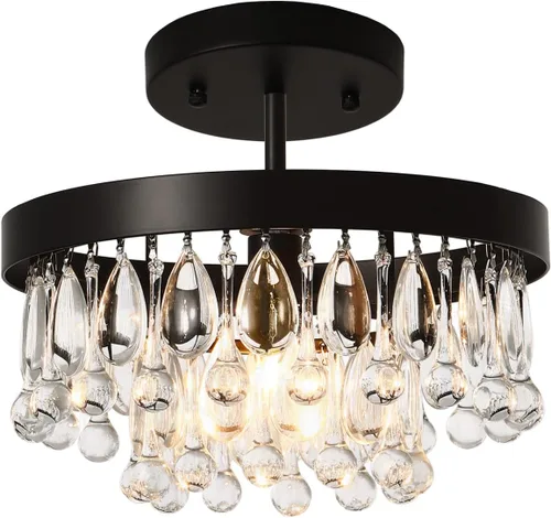 Vista 7 de SEOL - Lámparas de techo antiguas de oro con cristal, redondas, grandes, colgantes, lámpara de techo para comedor, recámara, sala de estar, 3 luces