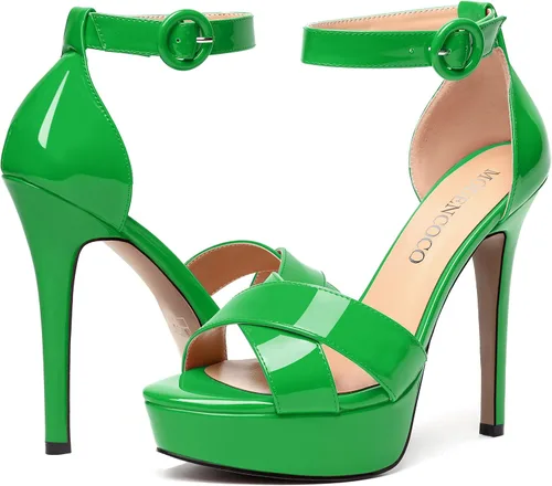 Vista 62 de MODENCOCO Sandalias de boda con correa de tobillo sexy para mujer, con plataforma y puntera abierta, tacón de aguja y tacón alto, zapatos de vestir