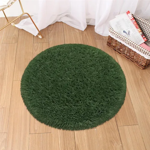 Vista 26 de Alfombra circular pequeña para dormitorio, 2 x 2 pies, color azul, para decoración de habitación de niños, redonda esponjosa para guardería