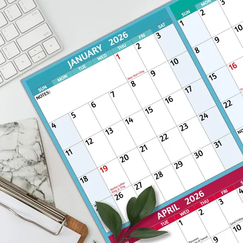 Vista 6 de Calendario anual de pared 2026 – Calendario anual grande 2026 vetical, enero 2026 – diciembre 2026, 25.2 x 38.2 pulgadas (abierto), calendario 2026