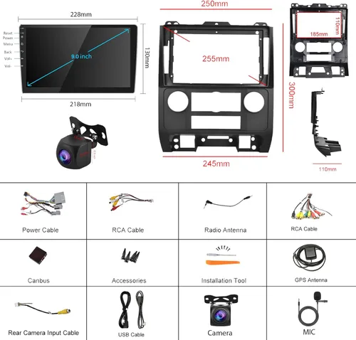 Vista 7 de Estéreo de coche Android para Ford Escape/Kuga y Mazda Tribute 2007-2012 - CarPlay con cable/inalámbrico y Android Auto, radio de pantalla táctil