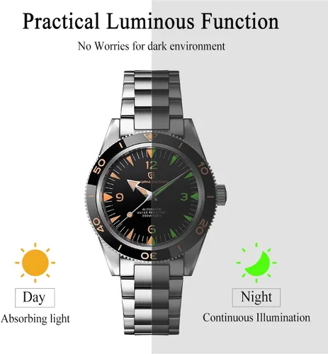 Vista 4 de Pagani Design Relojes para hombre, Japón NH35, movimiento automático, acero inoxidable, 1.614 in, cristal de zafiro, resistente al agua, para hombre