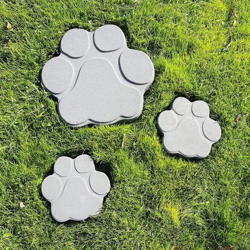 Vista 3 de AUTUMN USA - Juego de 2 moldes de piedra escalonada con estampado de patas de perro y gato para decoración de jardín antideslizante