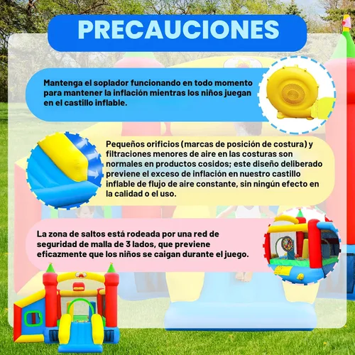 Vista 8 de WELLFUNTIME Casa Inflable para Saltar, Castillo Hinchable con Tobogán y Soplador, Brincolín para Niños con Alberca de Pelotas