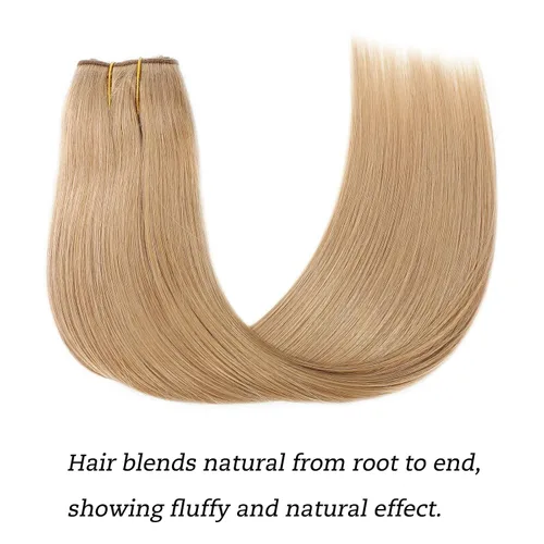 Vista 2 de Tinashe Extensiones de cabello humano real con alambre, color rubio oscuro, 12 pulgadas, 2.47 onzas, extensiones de cabello lacio con alambre #27