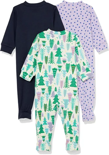 Vista 2 de Tienda Essentials Pijama unisex de algodón con pies ajustados para niños pequeños y bebés, paquete múltiple