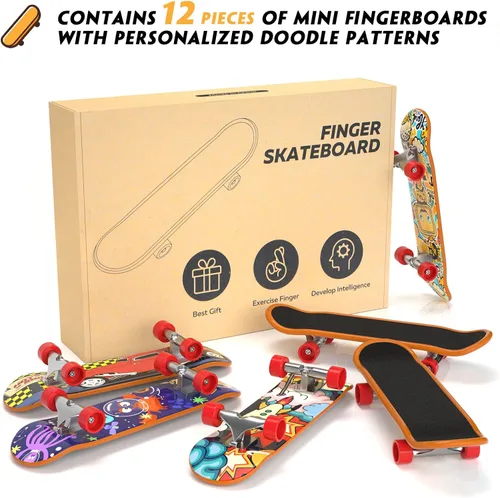 Vista 6 de Cajas Bento para adultos y niños de 44 onzas y 12 tablas de dedos mini monopatín