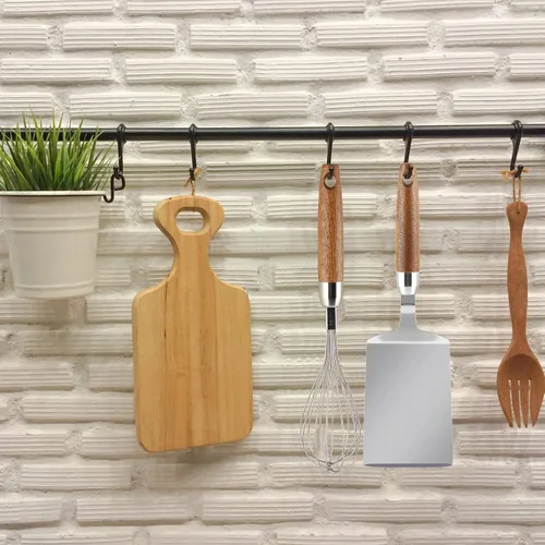 Vista 7 de Espátula de acero inoxidable con mango de madera, volteador de panqueques antiadherente, aleta de huevo frito para cocinar, freír, asar a