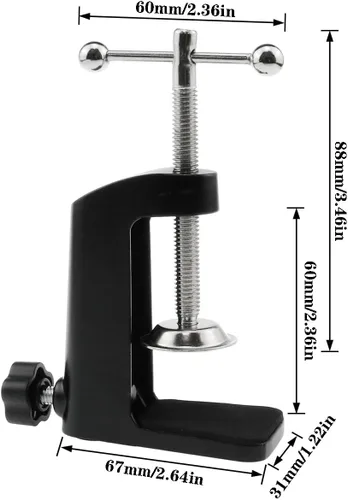 Vista 2 de AYLIFU Soporte voladizo de montaje de luz de escritorio de aleación de aluminio negro con tornillos ajustables para brazo de micrófono y lámpara