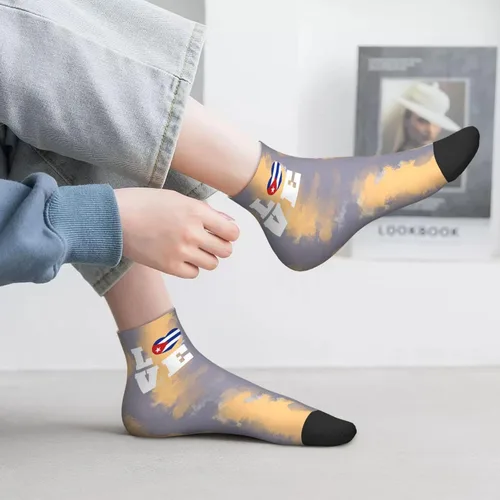 Vista 6 de Love Cuba Flag Cubans Heart Ankle Socks Winter Low Cut Sports Warm Comfort Breathable Casual Socks For Mens And Womens 1