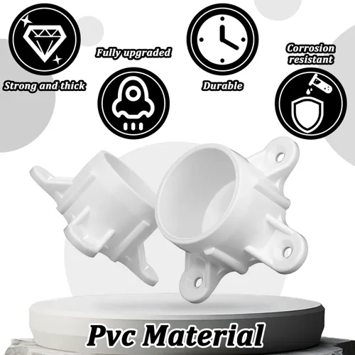 Vista 5 de 12 Paquetes de Bridas de PVC para Tubería de PVC de 1-1/2", Tapas de Rosca de Mesa Accesorios para Proyectos de Soporte de Varilla DIY, Fabricación