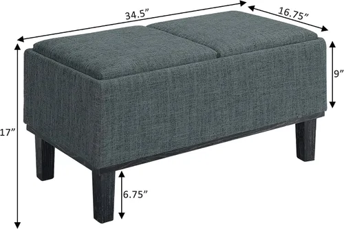 Vista 3 de Convenience Concepts Designs4Comfort Brentwood - Otomana de almacenamiento, tela gris