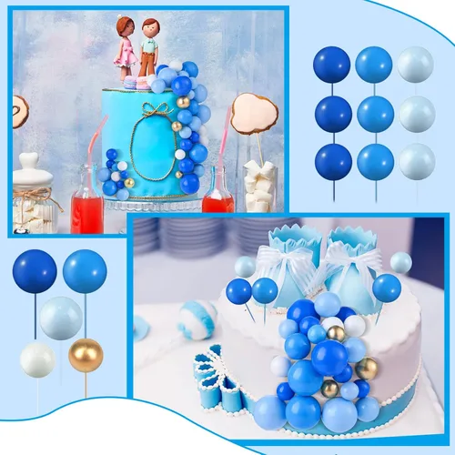 Vista 6 de 108 piezas de decoración de bolas para tartas, decoración de cupcakes, globos de espuma para tartas de bricolaje para bodas, aniversarios, blanco