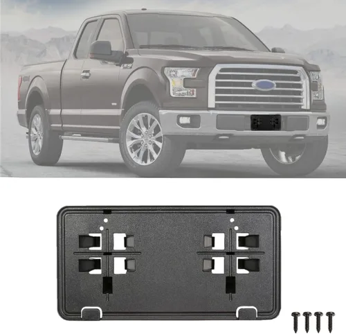 Vista 7 de Soporte para placa de matrícula de parachoques delantero, marco hueco compatible con Ford F150 2009-2014, reemplazo de soporte de montaje de placa