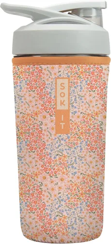 Vista 29 de Sok It BotlSok Botella Mezcladora de Proteínas con Funda Aislante de Neopreno (Floral Abstracto, Se Ajusta a Mezcladoras de 24oz)