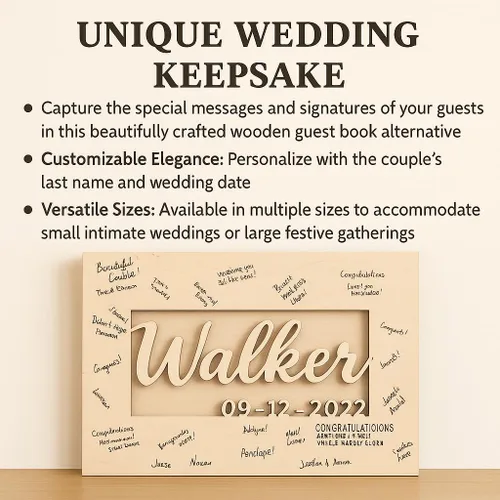 Vista 5 de Alternativa personalizada para libro de invitados de boda – Libro único de registro de boda con apellido cortado personalizado para recepción