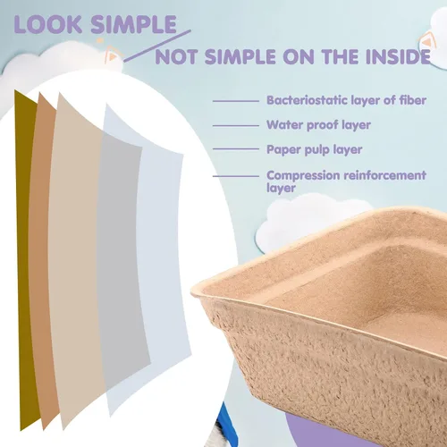 Vista 4 de Zopeal Paquete de 8 cajas de arena desechables para gatos, 16.7 x 12.8 x 4.1 pulgadas, bandeja de arena grande de papel para mascotas, caja