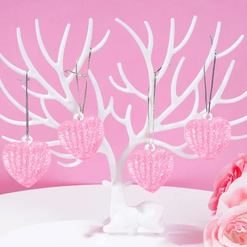 Vista 4 de 12 adornos de corazón para San Valentín, de cristal, con forma de corazón, adornos colgantes para Navidad, San Valentín, aniversario, boda Rosa