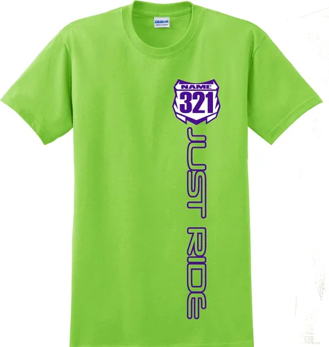 Vista 7 de JUST RIDE Motocross Número Placa Camisa MX Moto Personalizada Kawi Verde Lima KX