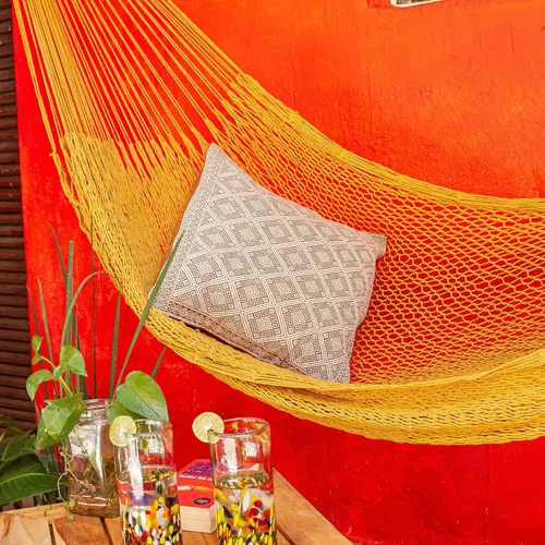 Vista 3 de Novica Handmade Uxmal Ocher Cotton Rope Hammock (Single)