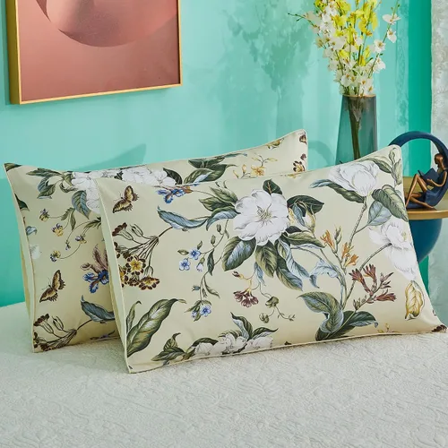 Vista 22 de YOU SA Juego de 2 fundas de almohada 100% algodón con patrón de flores, cierre de sobre, funda de almohada final (estándar, color 10)