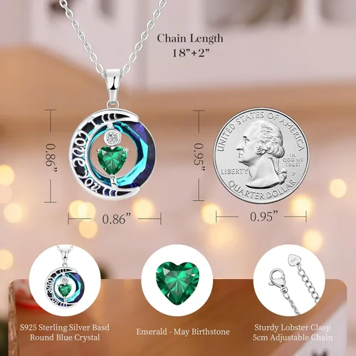 Vista 54 de Collares de cristal para mujer, regalos para aniversario de esposa, regalos de cumpleaños para mujeres, collar de zafiro azul con la frase "I Love