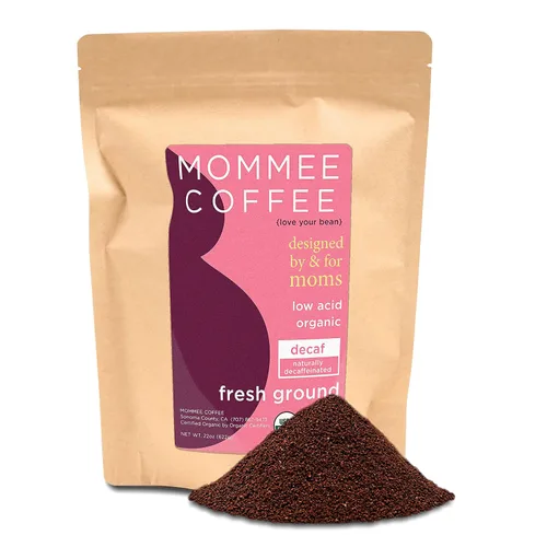 Vista 8 de Mommee Coffee Café molido descafeinado bajo en ácido, granos de café descafeinado 100% orgánico arábica con sabor a caramelo suave, molido medio