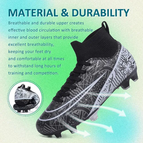 Vista 2 de Tacos de fútbol para hombre y mujer, zapatos de fútbol para interiores y exteriores, para niño grande AGFG