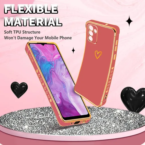 Vista 5 de Petitian Funda para Samsung A13 5G para mujeres y niñas, en forma de corazón, elegante y bonita estética femenina (3 en 1), diseño de corazones