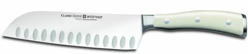 Vista 5 de Wusthof Classic Ikon cuchillo santoku con filo hueco, Negro