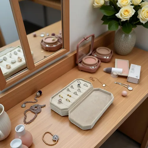 Vista 7 de Caja organizadora de anillos de terciopelo – Joyero para anillos y aretes, bandeja de joyería para anillos y anillos, vitrina para niñas y mujeres