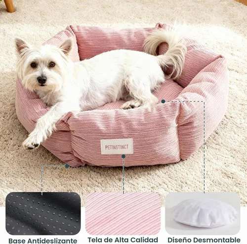 Vista 5 de Cama para gatos, cama para mascotas con forma de dona de 22 Blanco crema
