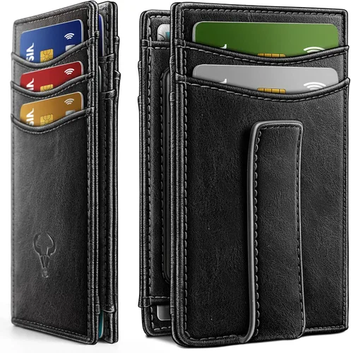 Vista 33 de BULLIANT Billetera Airtag para hombre, delgada con clip para dinero, cierre magnético, 12 tarjetas en el bolsillo frontal, bloqueo RFID