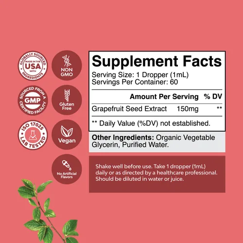 Vista 3 de Natures Craft GSE - Extracto líquido de semilla de pomelo, una gota al día, extracto de semilla de uva súper concentrado, gotas líquidas ricas