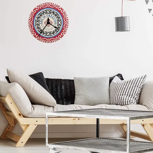 Vista 9 de Reloj de pared grande de 16 pulgadas, arte de pared ecléctico Art Nouveau a bohemio inspirado en el famoso póster Make Art Not War