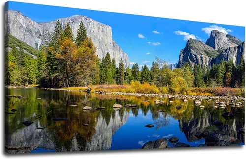 Vista 9 de yearainn Arte de Lienzo de Pared en Blanco y Negro Lago al Atardecer con Pájaros Voladores Cuadros para Decoración de Pared Paisaje Natural Pintura