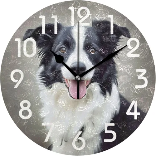 Vista 8 de Reloj de pared redondo retro de otoño con dos gnomos y calabaza de 10 pulgadas, funciona con pilas, reloj de escritorio analógico silencioso sin