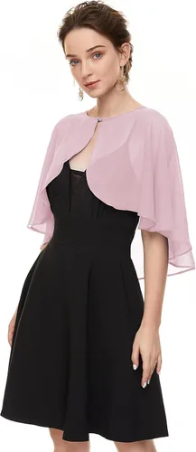 Vista 2 de Chales de gasa suave para cubrir el vestido de noche de boda para mujer Rosa polvoriento