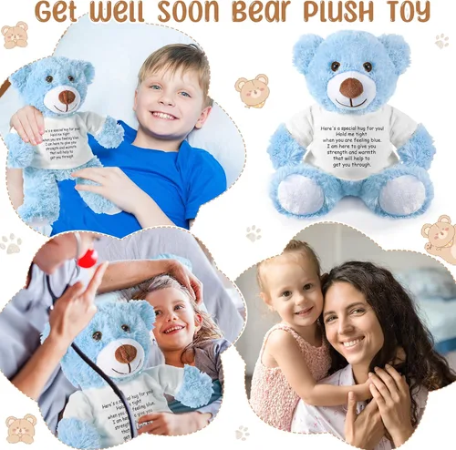 Vista 7 de Lenwen Un regalo de abrazo de oso para mujeres, pésame pronto, condolencias para mujeres, peluche de animal de peluche, abrazo pensando en ti, Azul