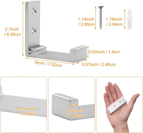 Vista 2 de 5 ganchos plegables para colgar en la pared, ganchos plegables de aleación de aluminio, gancho plegable de aleación de aluminio para toallas