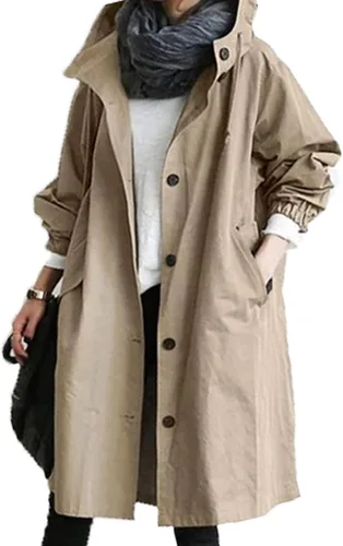 Vista 2 de Chaqueta cortavientos para mujer, chaqueta de manga larga, resistente al viento, bolsillos, solapa, cinturón delgado